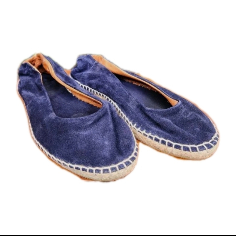 Anthropologie Maypol Navy Leather Espardrilles 9